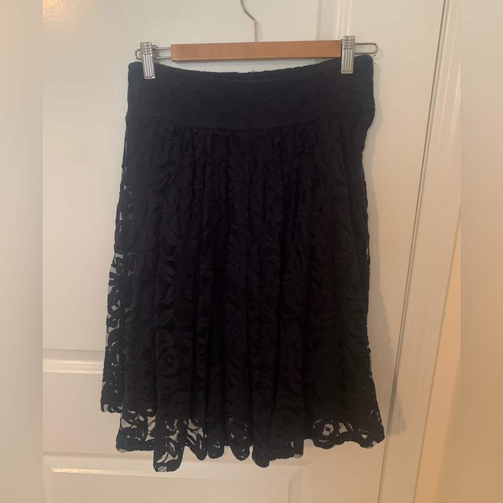 Massimo Dutti Navy Blue Lace A-Line Skirt